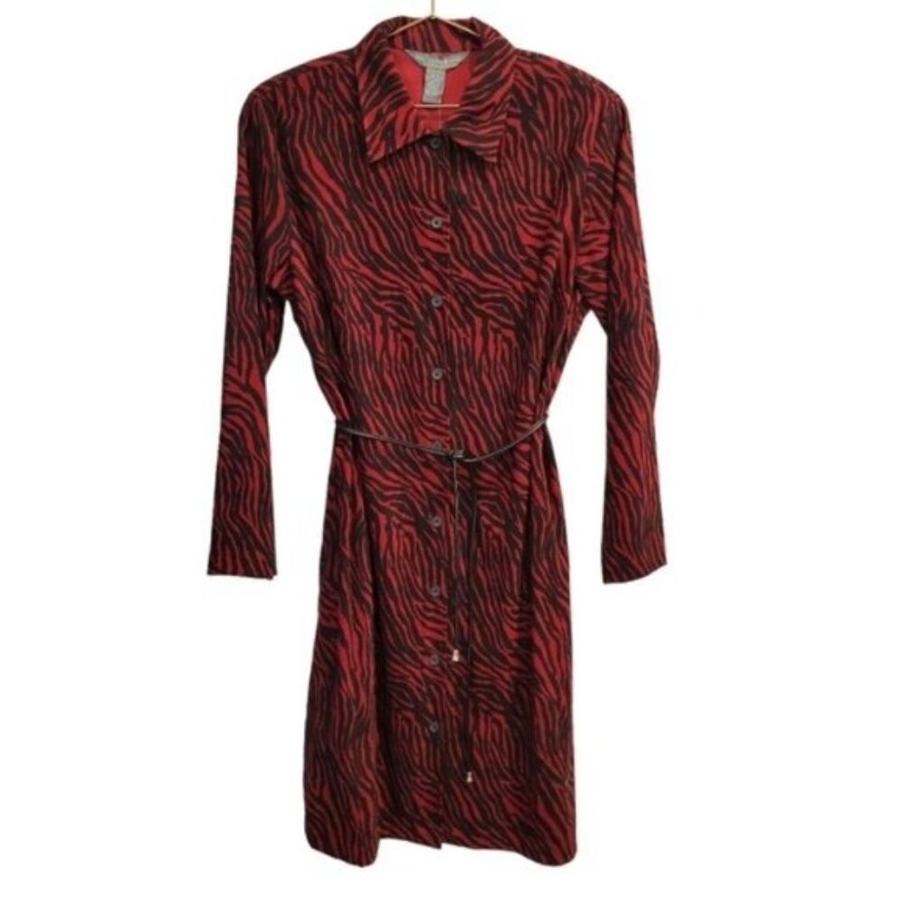 Jessica Holbrook | Zebra Printed Button Front Dress Red Black NWT